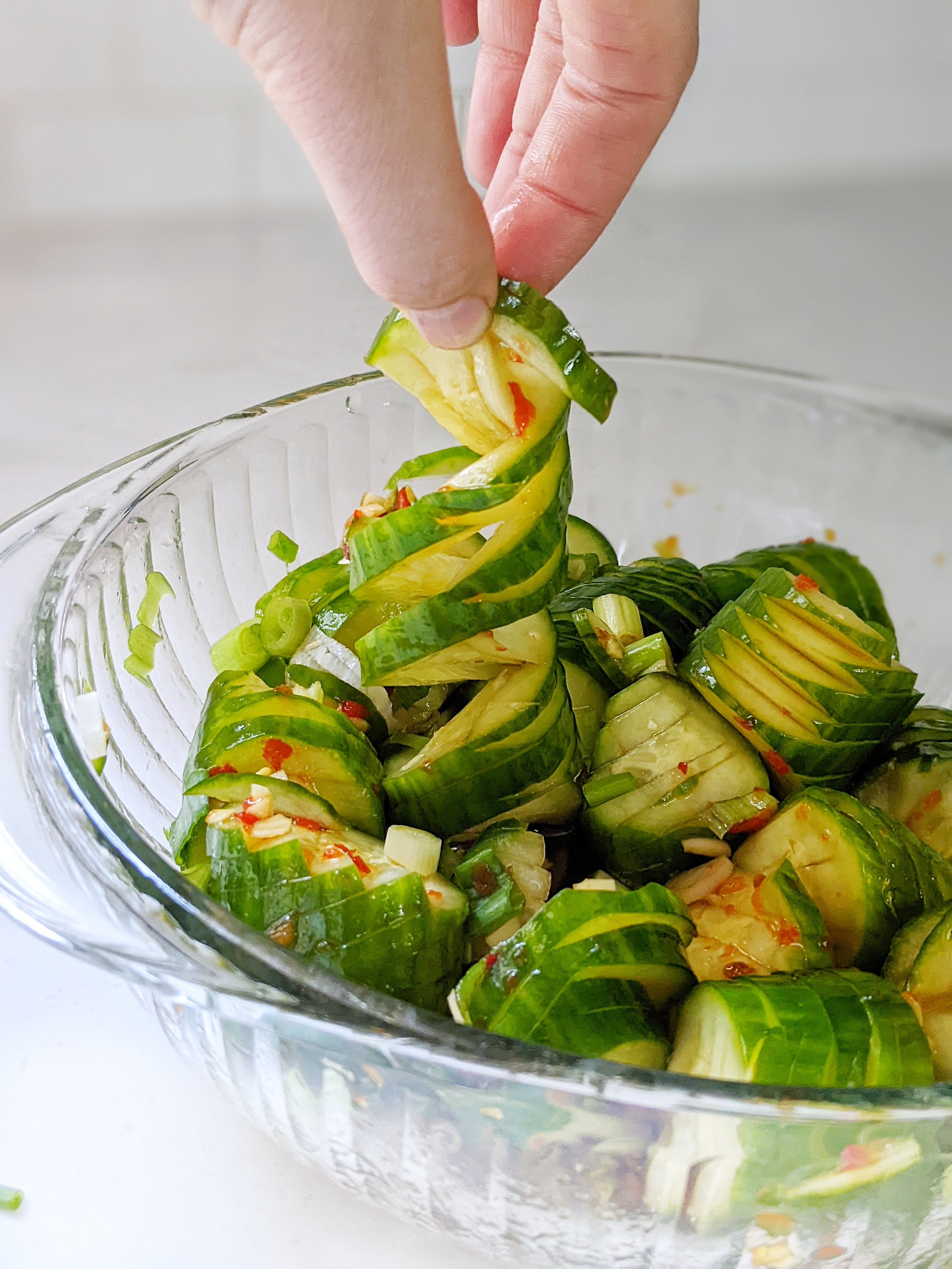 Spicy Cucumber Spirals