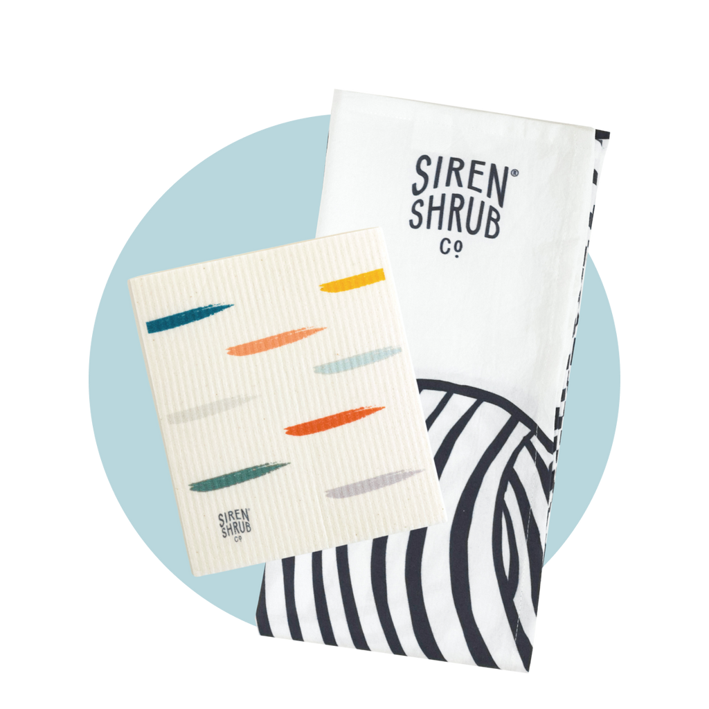 Siren Tea Towel and Swedish Dishcloth Set